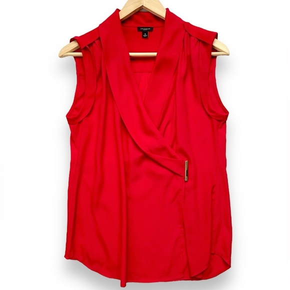 Ann Taylor Sleeveless Faux Wrap Blouse - Picture 1 of 4